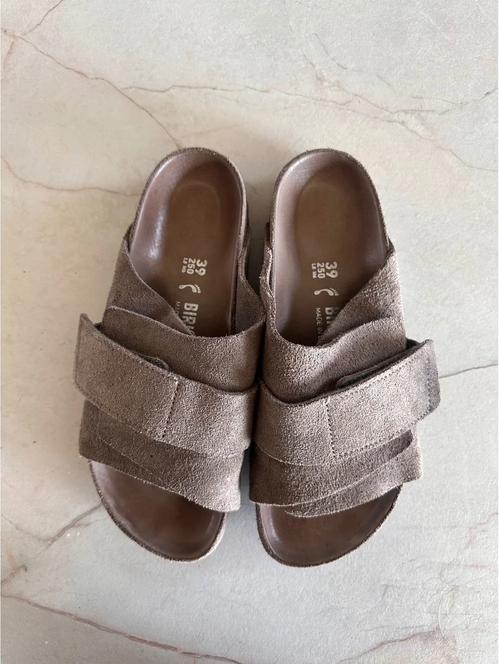 Birkenstock Kyoto Suede Leather Sandals in Gray Taupe Women’s size 39 8-8.5